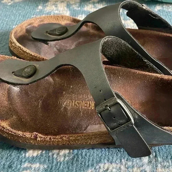 Birkenstock thong, silver buckle sandals, 37 - Picture 3 of 7